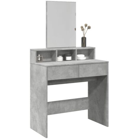 Tocador con espejo gris hormigón 80x41x144,5 cm