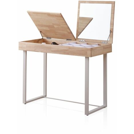 Tocador con espejo Pretty Roble salvaje - Blanco (ancho) x 76cm (alto)