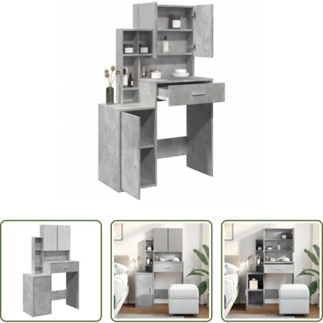 Tocador con espejo -  Tocador con mueble gris hormigón 80x35x132 cm