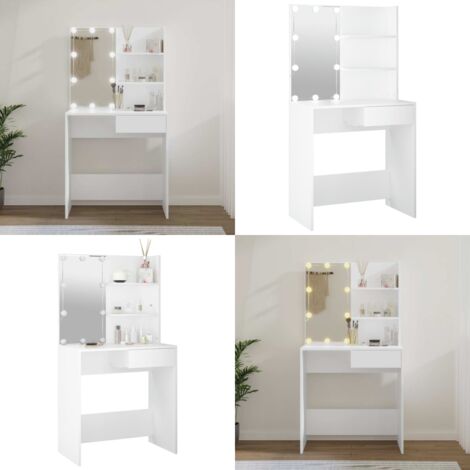 Tocador con LED blanco 74,5x40x141 cm - Tocador blanco - Tocador con espejo