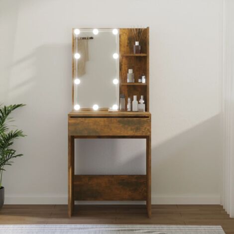 Tocador con LED color roble ahumado 60x40x140 cm vidaXL