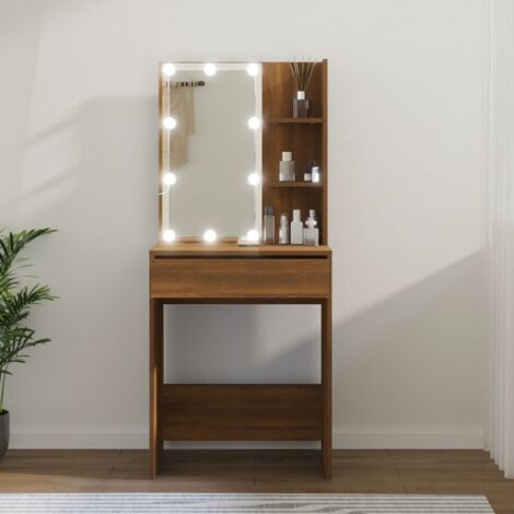 Tocador con LED marrón roble 60x40x140 cm vidaXL