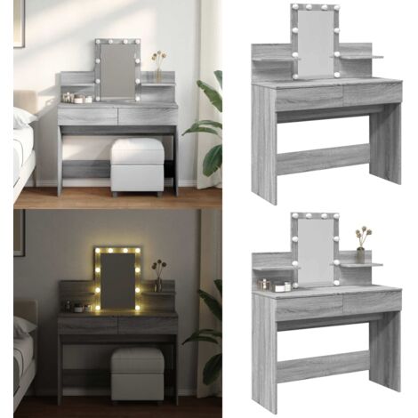 Tocador con luces LED color gris Sonoma 100x40x130 cm - Espejo - Luz led