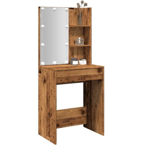 Tocador con luces LED madera envejecida 60x40x140 cm vidaXL