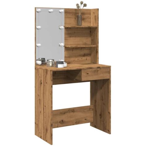 Tocador con luces LED roble artisan 74,5x40x141 cm