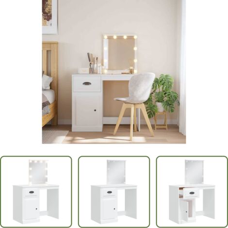 Tocador con luces LED -  Tocador con luces LED blanco 90x42x132,5 cm