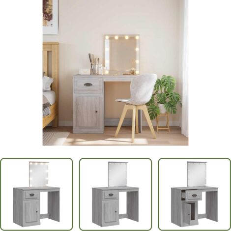 Tocador con luces LED -  Tocador con luces LED gris Sonoma 90x42x132,5 cm