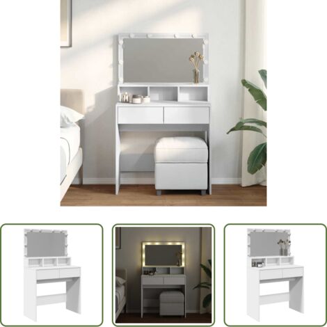 Tocador con luz LED -  Tocador con luces LED blanco 80x41x134,5 cm
