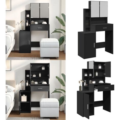 Tocador con mueble negro 80x35x132 cm - Tocador negro - Maquillaje