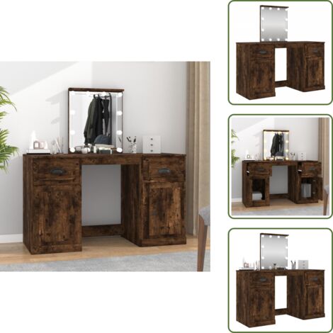 Tocador de baño - vidaXL Tocador con LED color roble ahumado 130x50x132,5 cm - Tocador de belleza