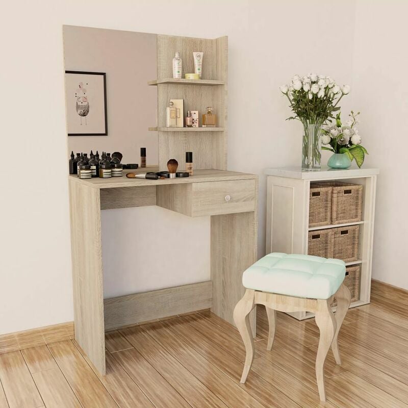 

Happyshopping - Tocador de madera aglomerada 75x40x141 cm color roble