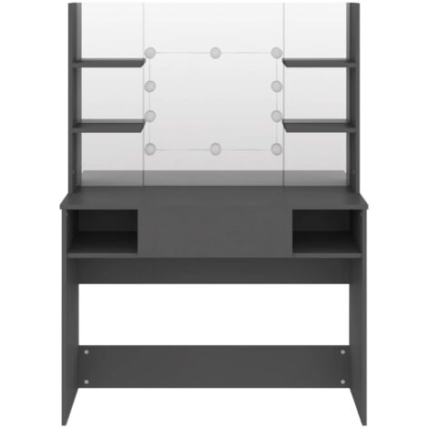 Tocador de maquillaje con luces LED MDF gris 100x40x135 cm