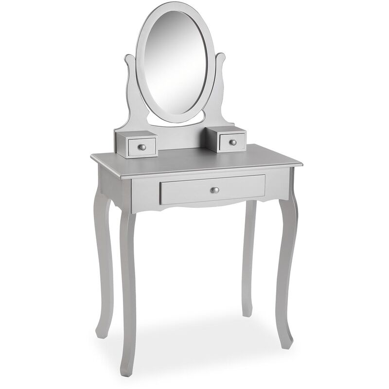

Kate Tocador con Espejo y cajones, 129,5x70x40cm - Plateado - Versa