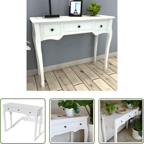 Tocador -  Mesa consola tocador con tres cajones blancos