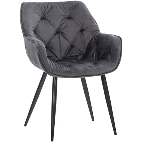 Tocador silla salón oficina acolchado cómodo y moderno acolchado terciopelo gris oscuro FAL10527