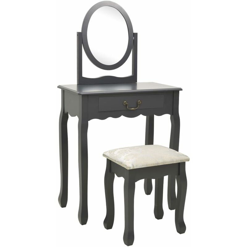 

Tocador y taburete madera de paulownia gris 65x36x128 cm - Gris