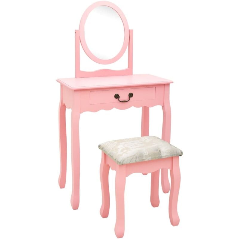 

vidaXL Madera de Paulownia Tocador y Taburete y MDF 65x36x128 cm Rosa - Rosa
