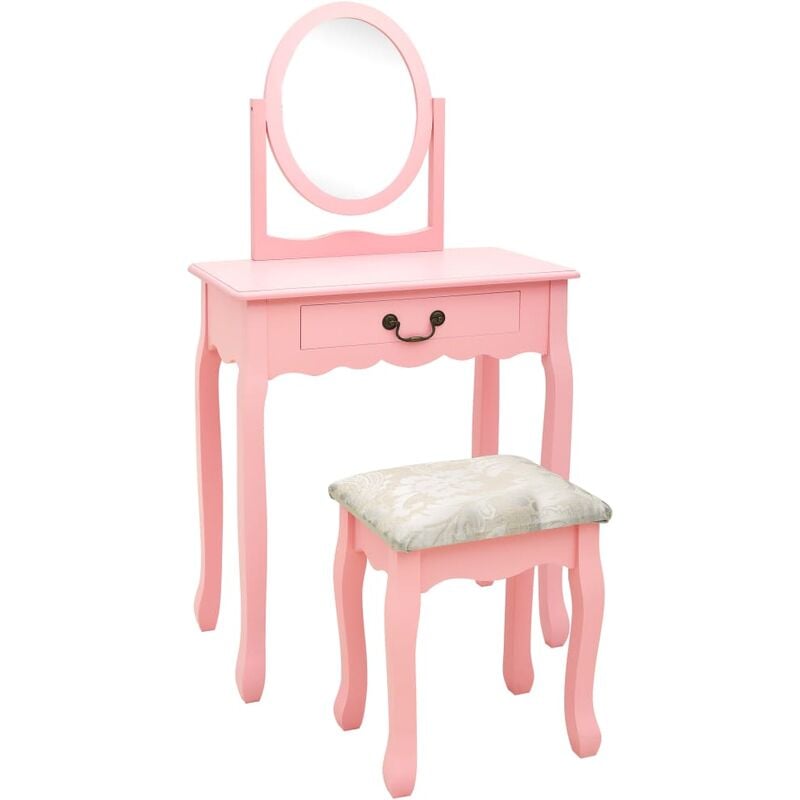 

BHD - Tocador y taburete madera paulownia y MDF rosa 65x36x128 cm