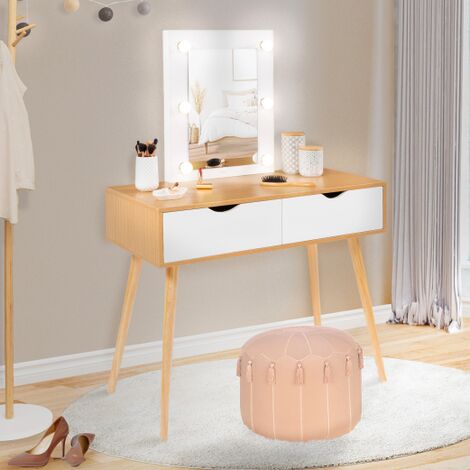 Tocador de maquillaje diseño escandinavo espejo LED cajón taburete Serena