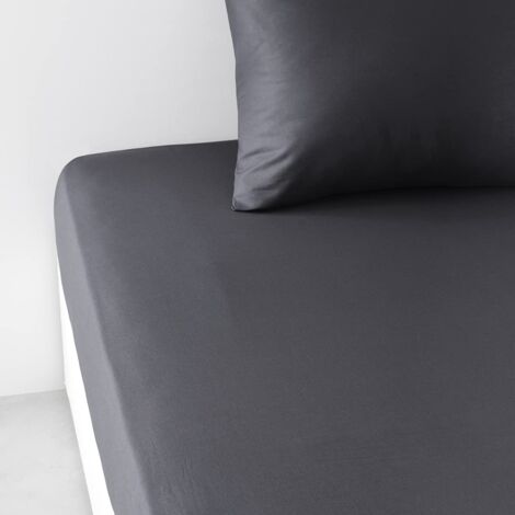 TODAY Essential - Lenzuolo con angoli, 90 x 190 cm, 1 persona, 100% cotone, tinta unita, colore: carbone