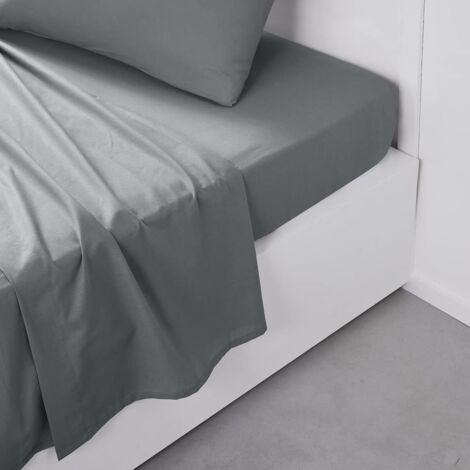 Today Essential – Lenzuolo piano 2 persone 240 x 300 cm, in cotone, tinta unita, grigio, regina
