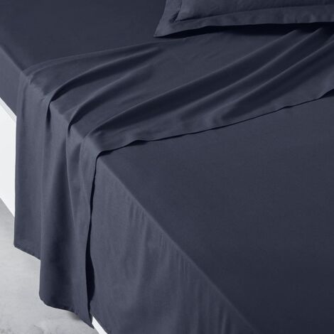 Today Essential - Lenzuolo piatto 2 persone 240 x 300 cm, in cotone, tinta unita, blu, regina