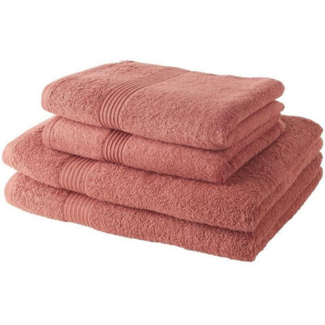 TODAY Lot de 2 Serviettes de Bain 50x100 cm + 2 Draps de Bain 70x130 cm Terracotta 100% coton
