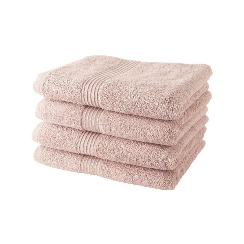 Les Tendances - today Lot de 4 Serviettes de Bain 100% coton - 50x100 cm - Rose des sables