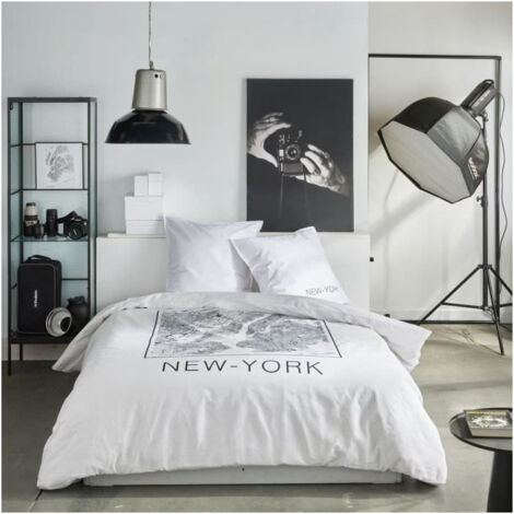 Today Sunshine Parure de Lit 240x220 cm Blanc Imprimé New York