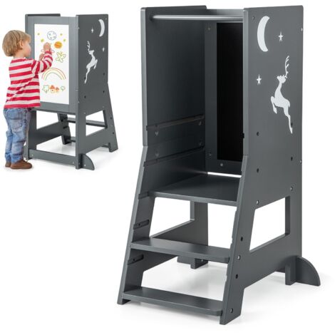 Toddler Kitchen Stool Helper Bathroomd Ajustable Baby Standing Tower