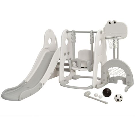 Toddler Slide and Swing Set 6 in 1 Kids Climber Basketball Football Golf Playset