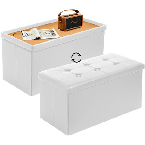 Todeco – Banc de rangement pliable en similicuir – Espace de stockage 80L – Dimensions L76 x W38 x H38 cm – Housse réversible pour assise/table
