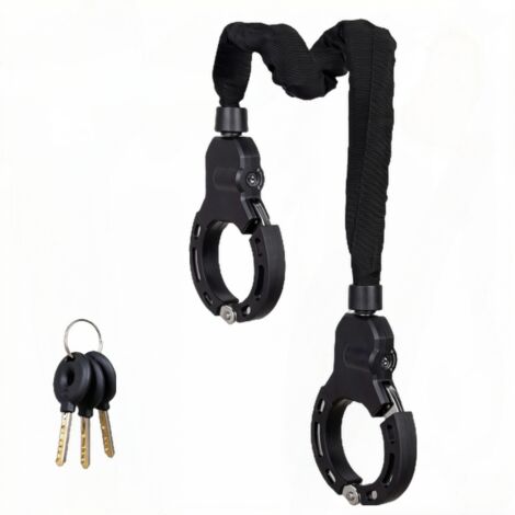 Todeco Cadenas antivol vélo électrique avec chaîne 90 cm – Acier allié trempé 8 mm – Système de verrouillage double anneau – 3 clés incluses