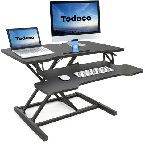 per computer colore: nero laptop e forniture da ufficio ergonomico 65 cm Convertitore da scrivania in piedi regolabile in altezza Wistopht 