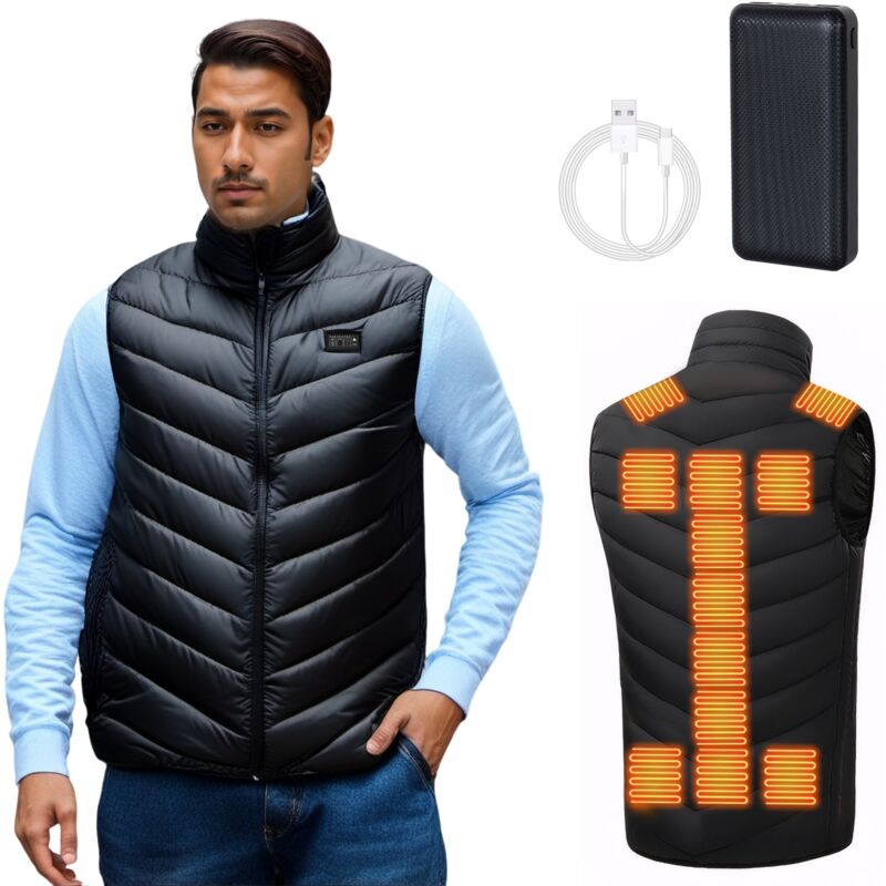 Gilet chauffant, veste chauffante, avec 20000mAh batterie incluse, 3 Niveau de chauffant, 21 zones chauffante, pour Ski Plein Air Randonnée Hiver