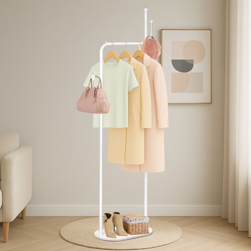 Todeco - Porte Manteau Sur Pieds avec Base en Marbre, Portemanteau Portant à Vêtements avec 6 Patères, Portemanteaux pour Entrée