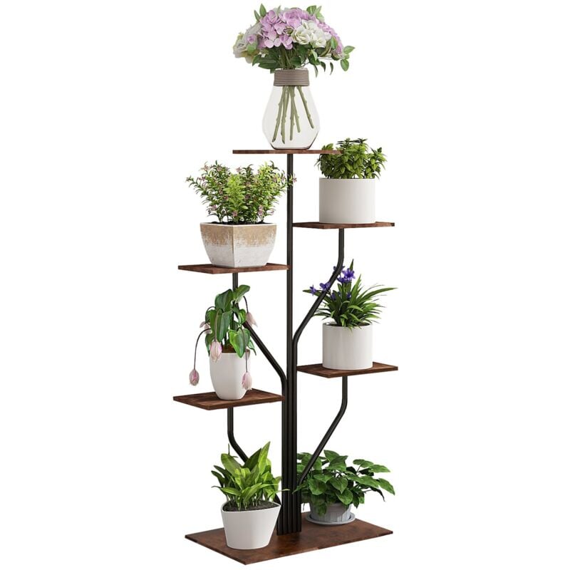 Porte plante interieur 6 Niveaux, Support plantes en Métal, étagère plante interieur support pot de fleurs pour Salon Balcon Jardin Bureau - Todeco