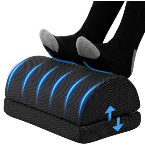 Todeco – Repose-pieds ergonomique réglable – Mousse à mémoire de forme haute densité – Housses lavables en tissu respirant et velours – Antidérapant