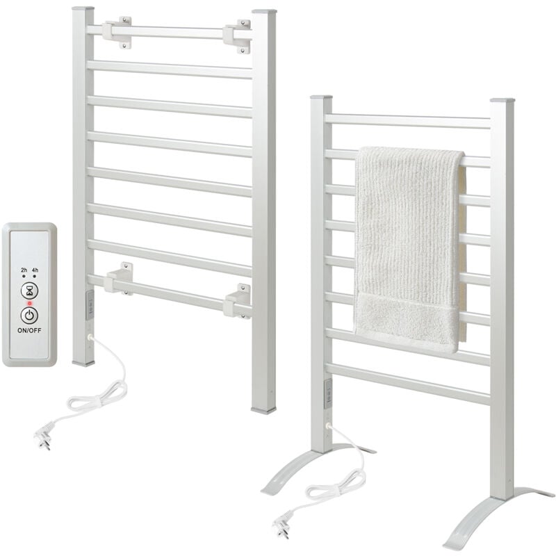 Sèche-Serviettes Électrique Mural avec 8 Barres, 90x53x35.5cm, Minuterie Porte Serviettes et Éche-Serviettes Multifonctionnel - Todeco