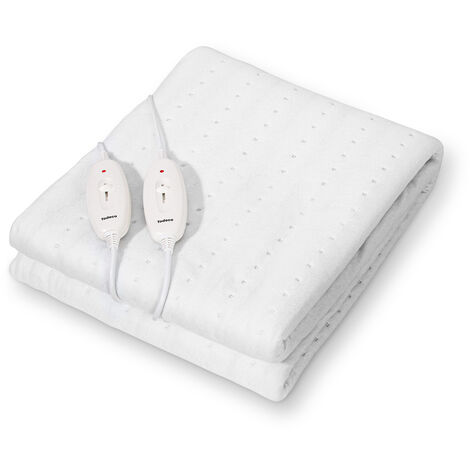 Todeco – Surmatelas chauffant XXL 160 x 140 cm – 3 niveaux de température – 2 commandes séparées – Lavable – Système de sécurité intégré