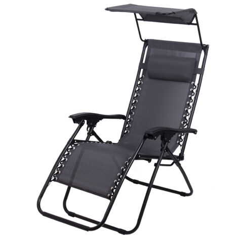 Todeco – Transat de plage pliable avec pare-soleil – Structure en acier – Housse en textilène respirant – Réglage multipositions – 100 kg