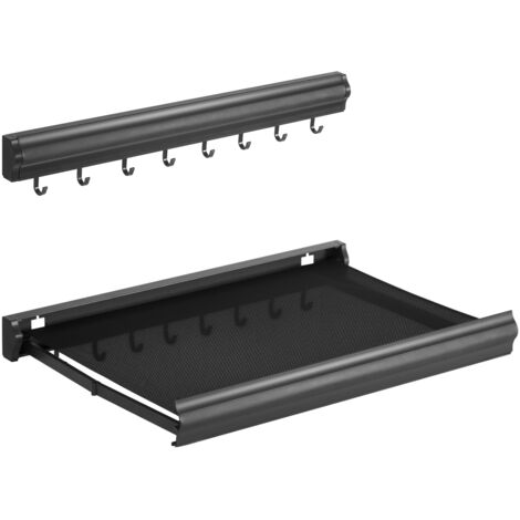 Todeco Wandtrockner Klappbar Unsichtbar mit Netzablage & 8 Haken, Badezimmer Regal Organizer, Ausziehbarer Wandwäscheständer, Hakenleiste
