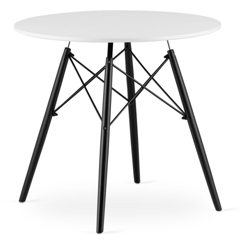 TODI Table ronde 80cm - blanc / pieds noirs