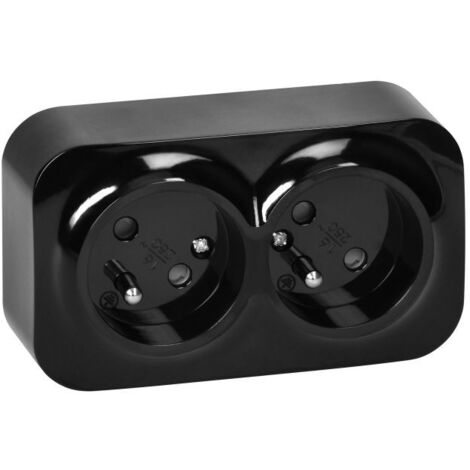 ToDo 2x2P+Z presa doppia da parete IP20 nera