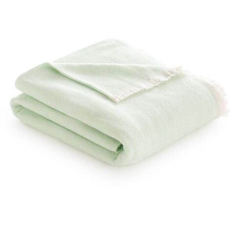 Todocama - Coperta in cotone extra morbida con motivo a righe, copriletto multiuso quattro stagioni per divano, letto, copridivano, coperta decorativa e coperta a foglio, (verde menta, 120 x 180 cm).