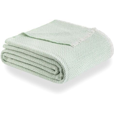 Todocama - Coperta in cotone extra morbido, quattro stagioni, copriletto multiuso, plaid per letto, coperta in pile, copriletto, copriletto, copriletto, copriletto. (120 x 180 cm, verde menta),