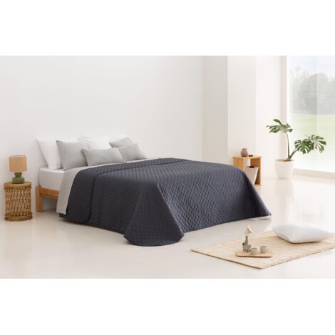Todocama – Copriletto trapuntato sottile con motivo a stella per primavera, estate, autunno e inverno. 100% microfibra extra morbida. Copre letto multiuso. Letto 140/150/160-250x260 cm Grigio Scuro