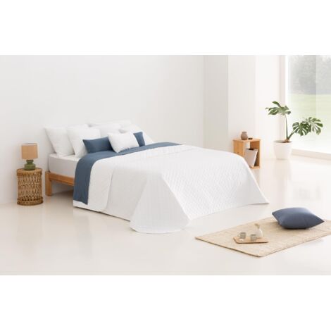 Todocama – Copriletto trapuntato sottile con motivo a stella per primavera, estate, autunno e inverno. 100% microfibra extra morbida. Copre letto multiuso. Letto 80/90-180x260 cm, bianco
