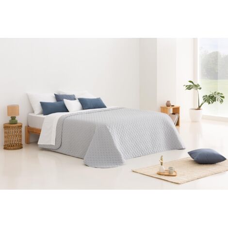 Todocama – Copriletto trapuntato sottile con motivo a stella per primavera, estate, autunno e inverno. 100% microfibra extra morbida. Copre letto multiuso. Letto 80/90-180x260 cm, grigio chiaro