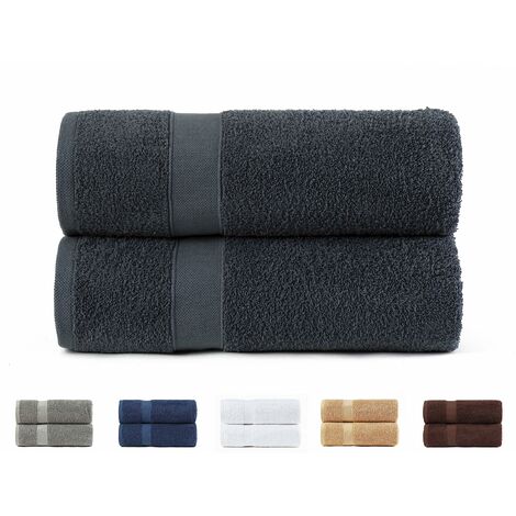 Todocama - Set di 2 asciugamani da bagno grandi, 100% cotone da 550 g/m², extra morbidi, altamente assorbenti e ad asciugatura rapida, 100 x 150 cm, colore grigio scuro